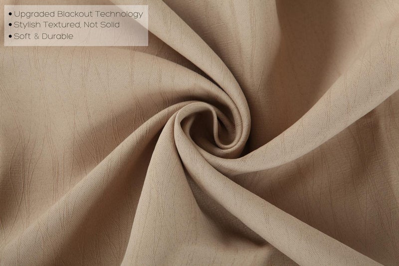 MIUCO Blackout Curtains Room Darkening Curtains Textured Grommet Window Curtains for Living Room 2 Panels 52x84 Inch Long Taupe - Image 3